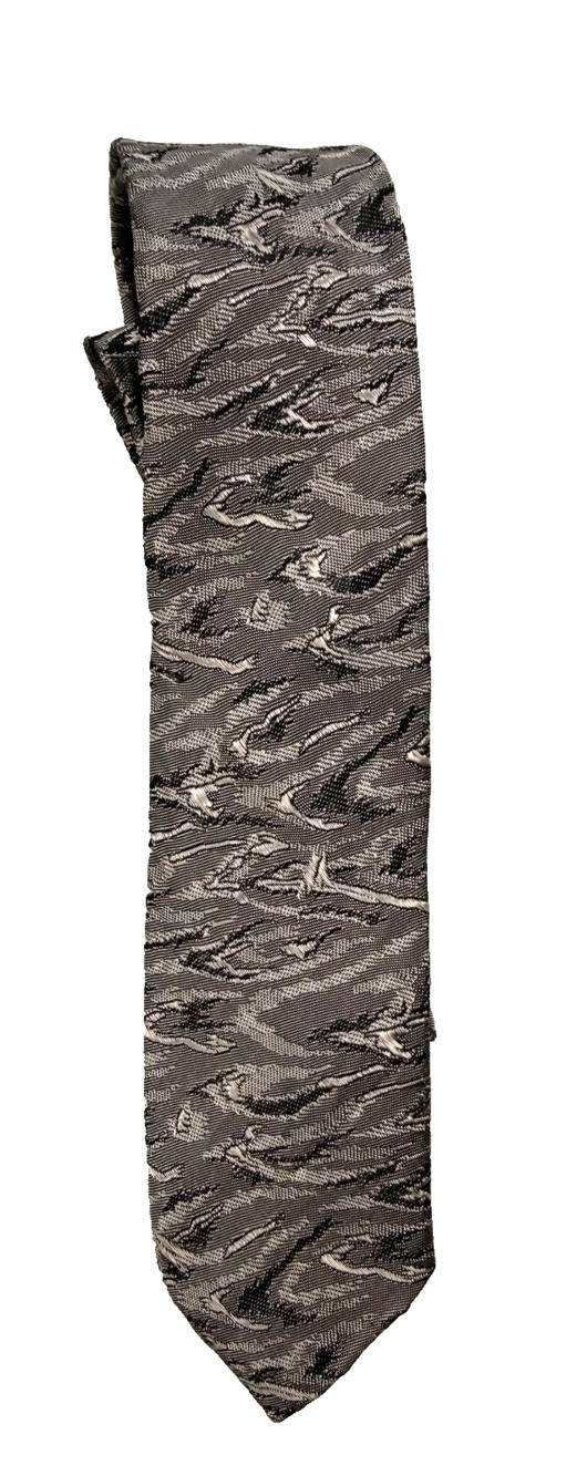 Vintage J. Todd skinny Tie gray silver abstract jacquard Retro